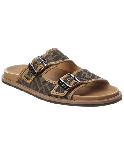 Fendi Ff Flat Sandals In Brown