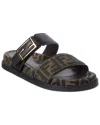 Fendi Leather Sandals With Double Strap And Buckle In Multi