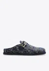 Fendi Feel Ff Jacquard Denim Flat Mules In Denim