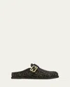 Fendi Round-toed Sabots With Ff Strap In Brown