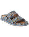 Fendi Light Blue Ff Jacquard Velvet Slides In Blue