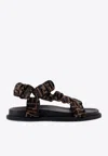 Fendi Women Feel Elastic Satin Sandals With Ff Motif In Black