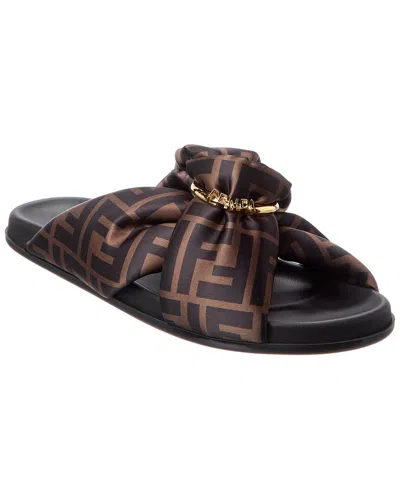 Fendi Feel Slides With Double-band And D-ring Buckle In Brown
