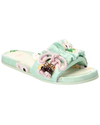 Fendi Feel Flat Sandal In Green