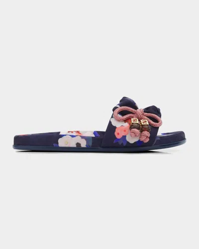 Fendi Feel Floral Satin Jacquard Slides In Multi