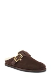 Fendi Brown Sheepskin Mule In Mogano/latte