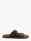 Fendi Men Feel Jacquard Ff Fabric Sandals In Brown