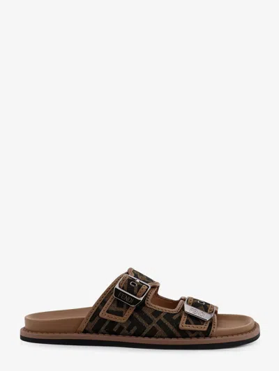 FENDI FEEL JACQUARD FF FABRIC SANDALS
