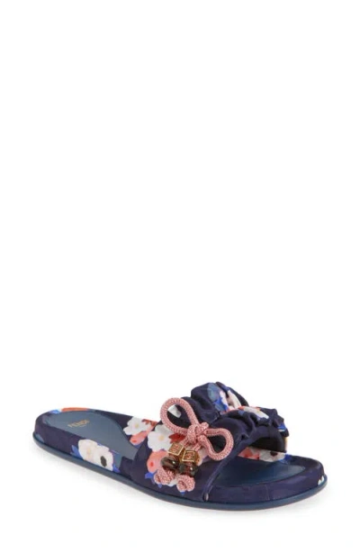 Fendi Feel Knotted Slide Sandal In Blue