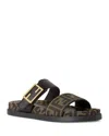 Fendi Leather Sandals With Double Strap And Buckle In Multi