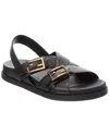 Fendi Women Black Singback Sandals With Ff Buckle Closure And Criss-crossed Straps In Leather Woman