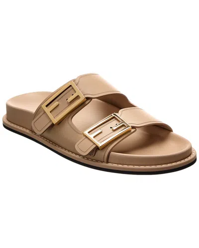 Fendi Feel Leather Sandal In Brown