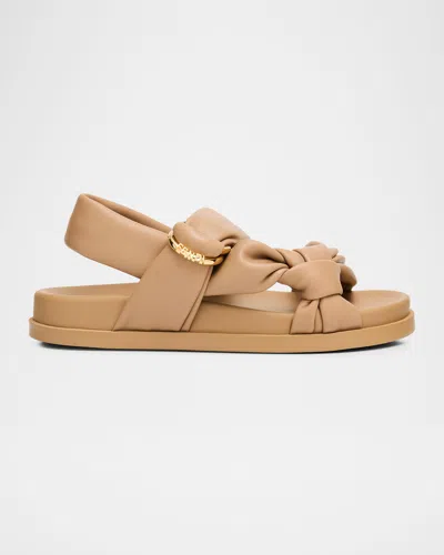 Fendi Feel Leather Sandals In Neutral
