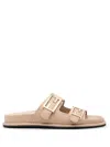 Fendi Women's  Feel Buckle Leather Slides In Buff
