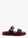 Fendi Feel Embossed Ff Leather Flat Sandals In Purple
