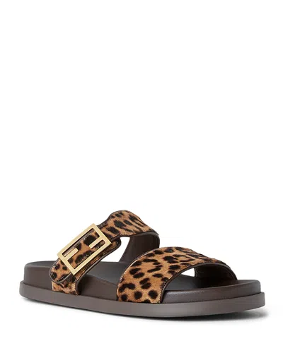 FENDI FEEL PRINTED CAVALLINO CALFSKIN SLIDES