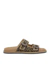 Fendi Men Feel Jacquard Ff Fabric Sandals In Brown