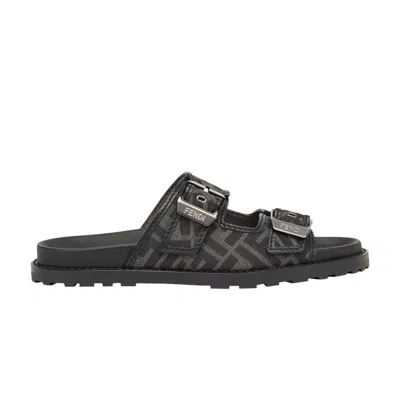 Pre-owned Fendi Feel Sandal 'ff Jacquard - Black'