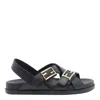 Fendi Women Black Singback Sandals With Ff Buckle Closure And Criss-crossed Straps In Leather Woman