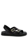 Fendi Women Black Singback Sandals With Ff Buckle Closure And Criss-crossed Straps In Leather Woman