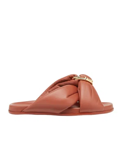 Fendi Sienna Leather Sandals In Brown