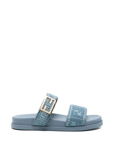 Fendi Feel Slide Buckled Flat Sandals In Blue