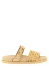 Fendi Feel Slides With Woven Strap And Flat Sole