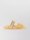 Fendi Feel Slides With Woven Strap And Flat Sole