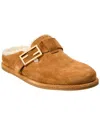 Fendi Feel Suede Shearling Buckle Mules