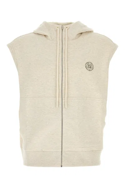FENDI FELPA IN MISTO COTONE STRETCH CREMA MEALNGÈ  UOMO