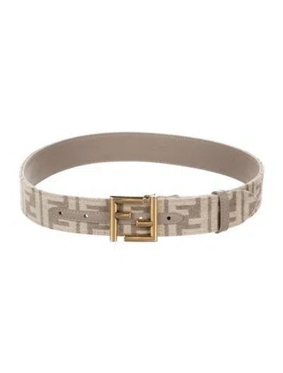 Pre-owned Fendi Felt Belt Kit In Neutral