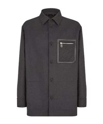 FENDI FENDI LOGO DETAILED COLLARED JACKET