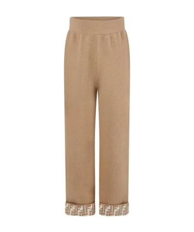Fendi Felted Wool-cashmere Trousers In Brown
