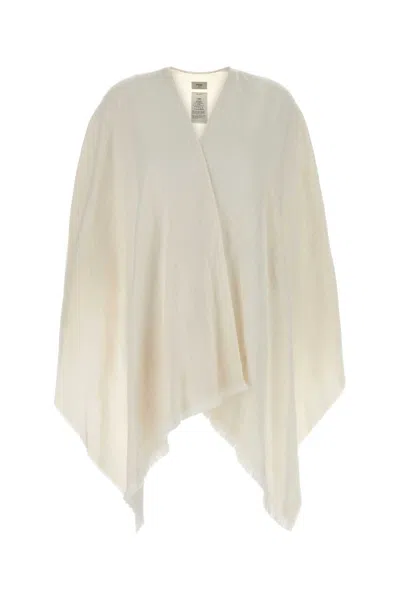 Fendi Felted Wool-silk Cape For Women In White