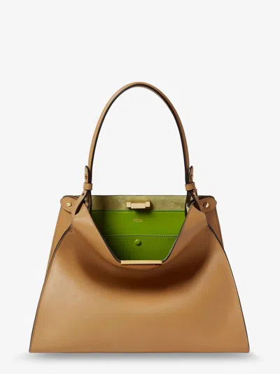 Fendi Fend Way Medium Leather Shoulder Bag With Contrasting Lining In Brown