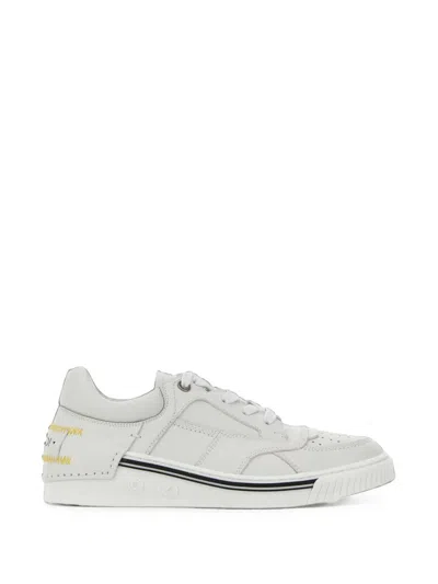 Fendi Fender Panelled Leather Sneakers In White