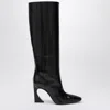 Fendi Arco Leather Knee High Boots Sculptural Heel In Black