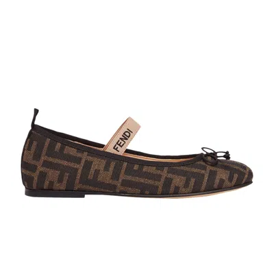 Pre-owned Fendi Ballerinas Junior 'allover Ff Logo - Tobacco' | Brown | Kid's Size 4.5