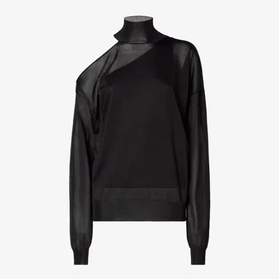 Fendi Black Wool Silk Skirt