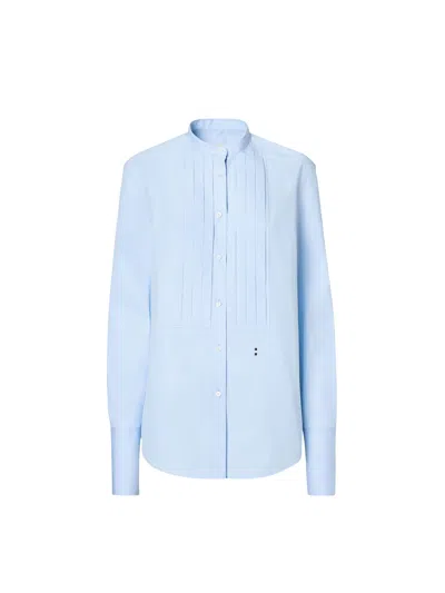 Fendi Shirt Tailored Collar Long Sleeves Pleated Front In Blue