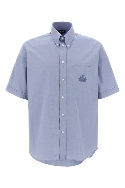 Fendi ' Crest' Shirt In Blue