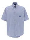 Fendi Embroidered-pocket Short-sleeve Shirt In Blue
