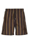 Fendi Printed Polyester Swimming Shorts In Brown