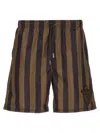 Fendi Printed Polyester Swimming Shorts In Brown