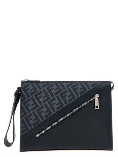 Fendi ' Diagonal' Pouch In Blue