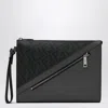 Fendi Diagonal Pouch In Grey Ff Canvas Men In Gray