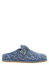 Fendi Ff Motif Denim Mules In Blue