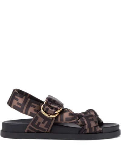 Fendi Feel Sandals In Brown