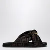 FENDI FENDI FENDI FEEL SLIDE IN BROWN FF SATIN WOMEN