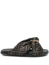 Fendi Feel Slides With Double-band And D-ring Buckle In Black
